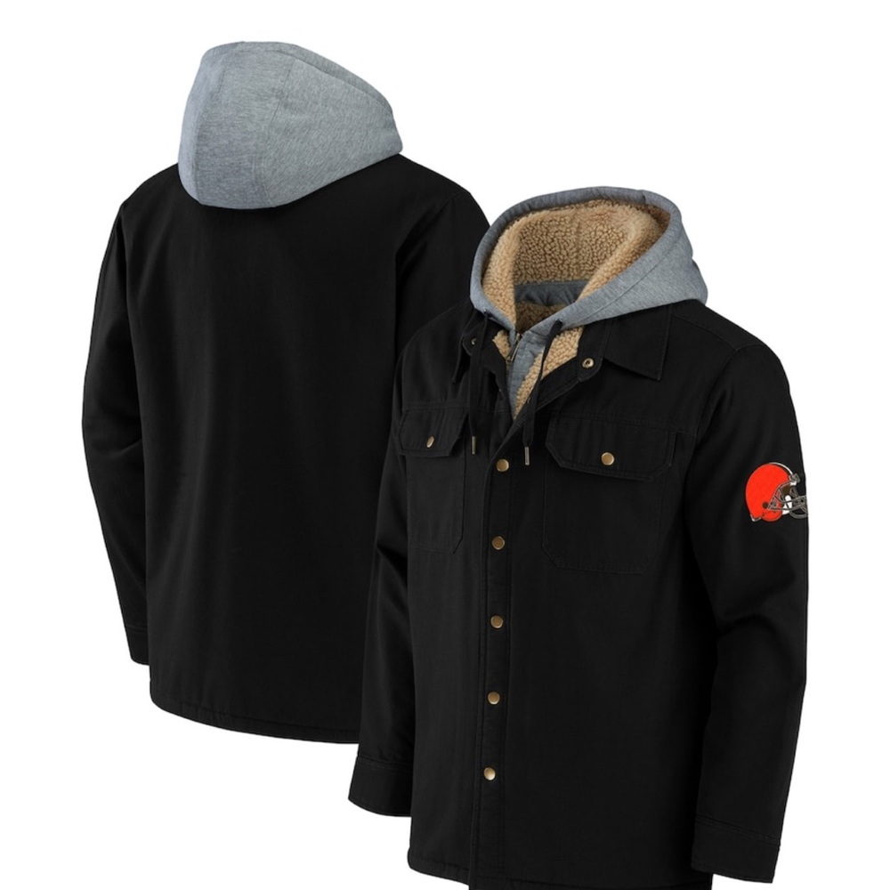 Black Hooded Jacket with Cleveland browns patch